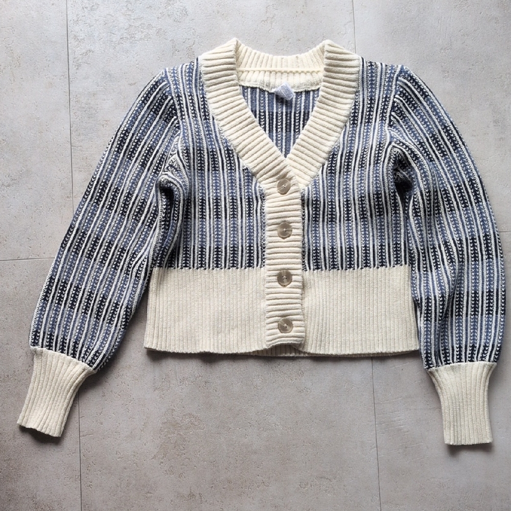 Melrose and Market Cream and Black Striped Cardigan - Picture 1 of 5